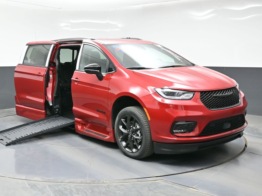 Red Chrysler Pacifica with Side Entry Automatic Fold Out ramp