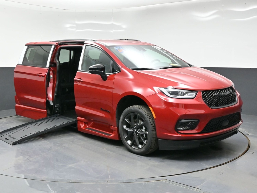 Red Chrysler Pacifica with Side Entry Automatic Fold Out ramp