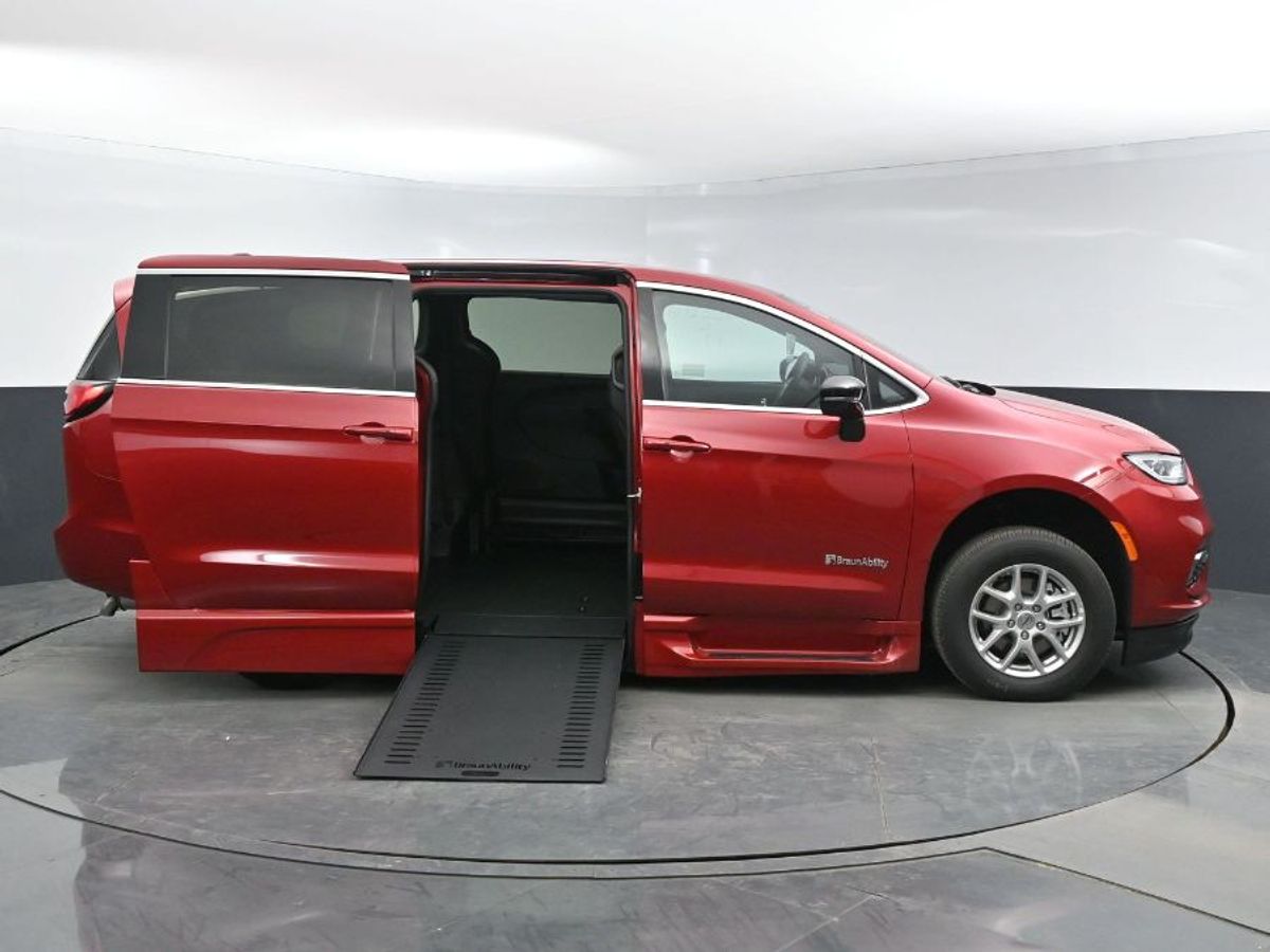 Red Chrysler Pacifica with Side Entry Automatic In Floor ramp