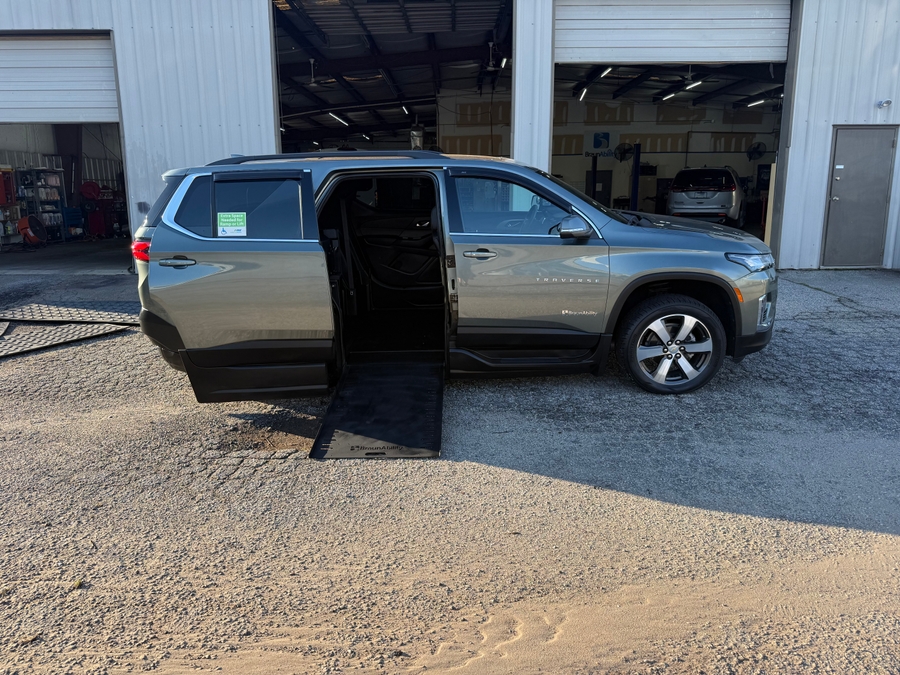 Silver Chevrolet Traverse with Side Entry Automatic In Floor ramp