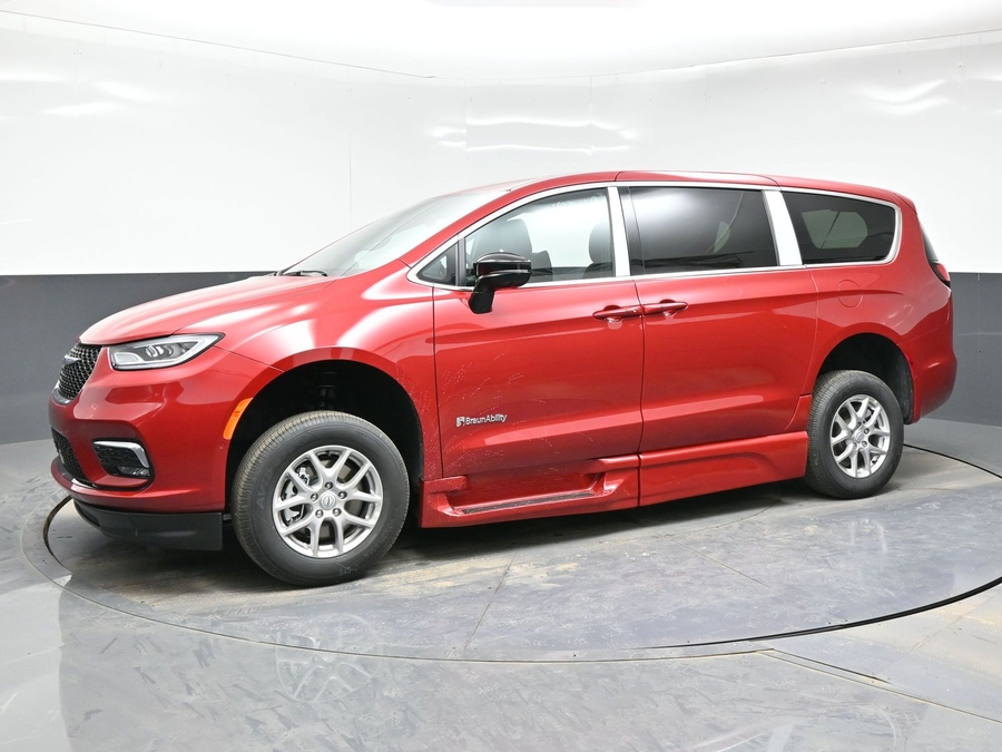 Red Chrysler Pacifica with Side Entry Automatic In Floor ramp