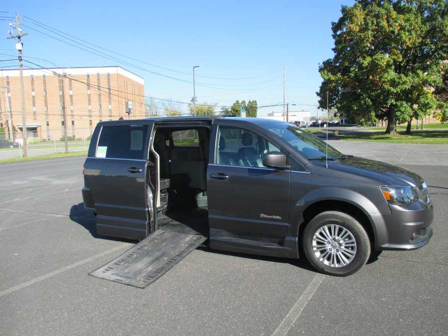 Grey Dodge Grand Caravan with Side Entry Automatic Fold Out ramp