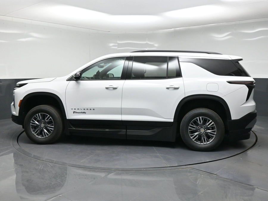 White Chevrolet Traverse with Side Entry Automatic In Floor ramp