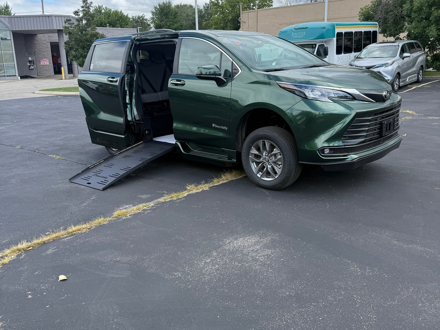 Green Toyota Sienna with Side Entry Automatic Fold Out ramp