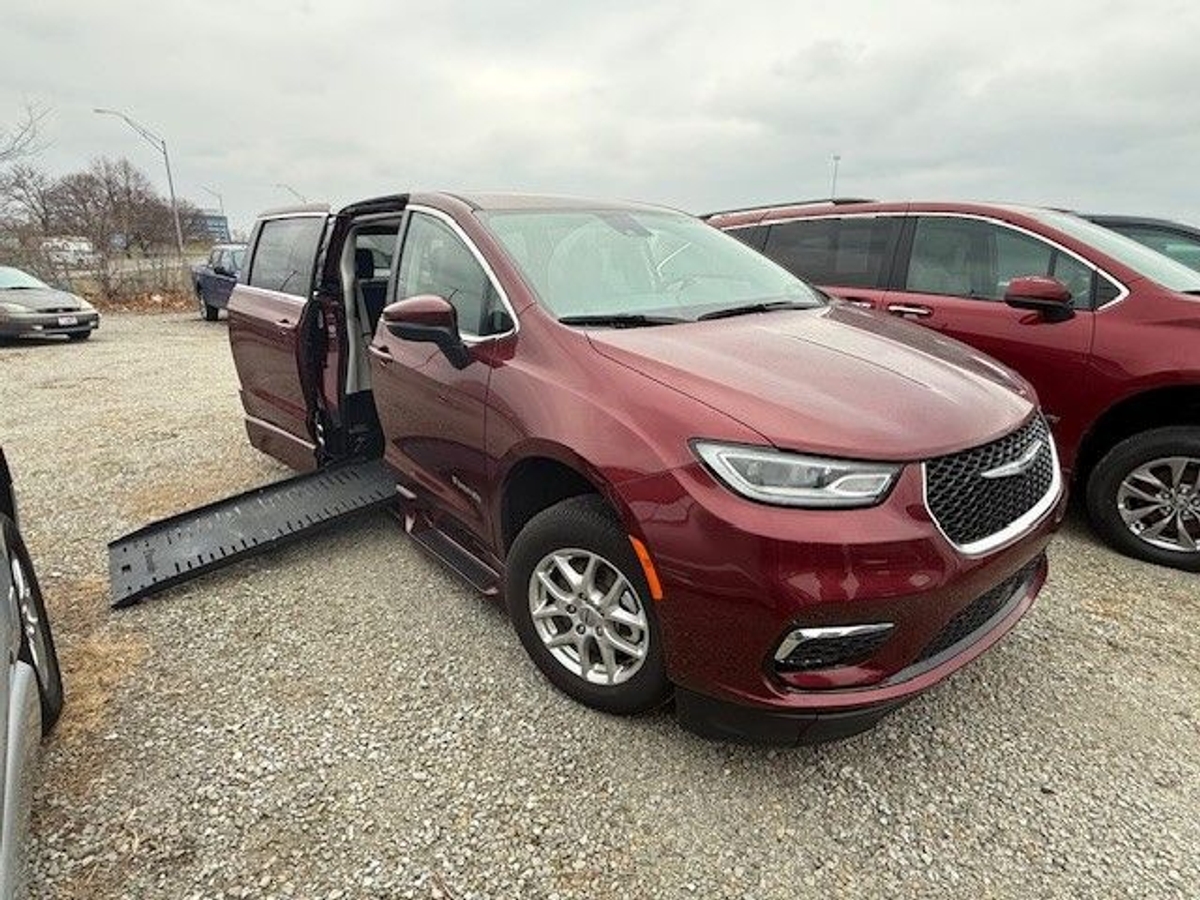 Red Chrysler Pacifica with Side Entry Automatic Fold Out ramp