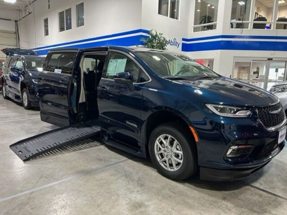 Red Chrysler Pacifica with Side Entry Automatic Fold Out ramp