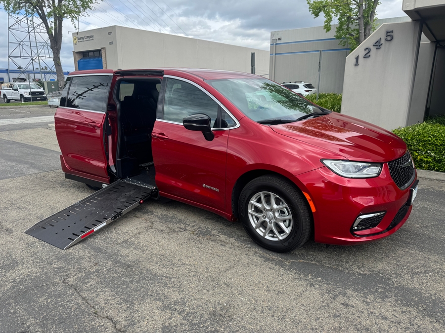 Red Chrysler Pacifica with Side Entry Automatic Fold Out ramp