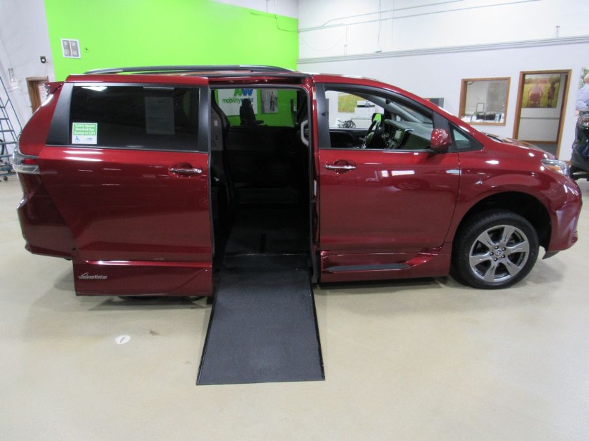 Red Toyota Sienna with Side Entry Automatic In Floor ramp