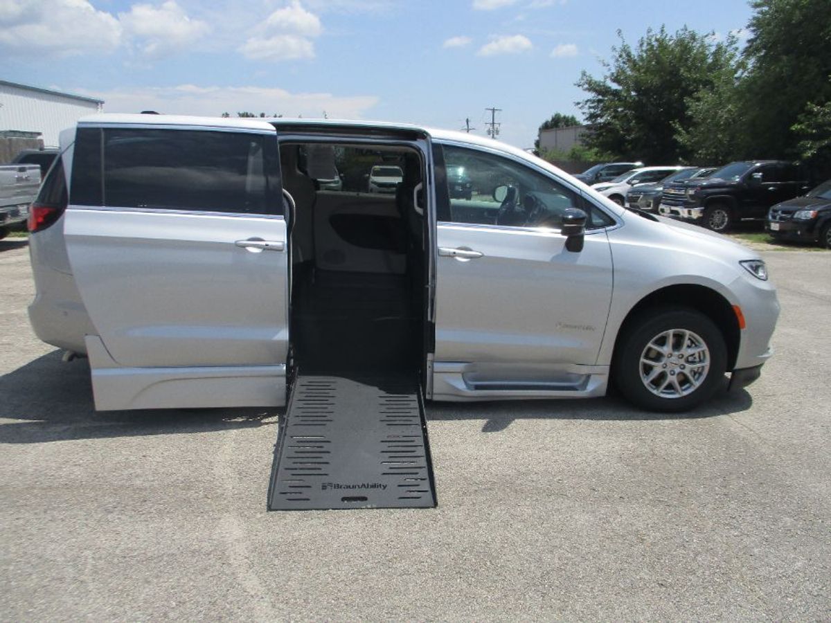 Silver Chrysler Pacifica with Side Entry Automatic Fold Out ramp