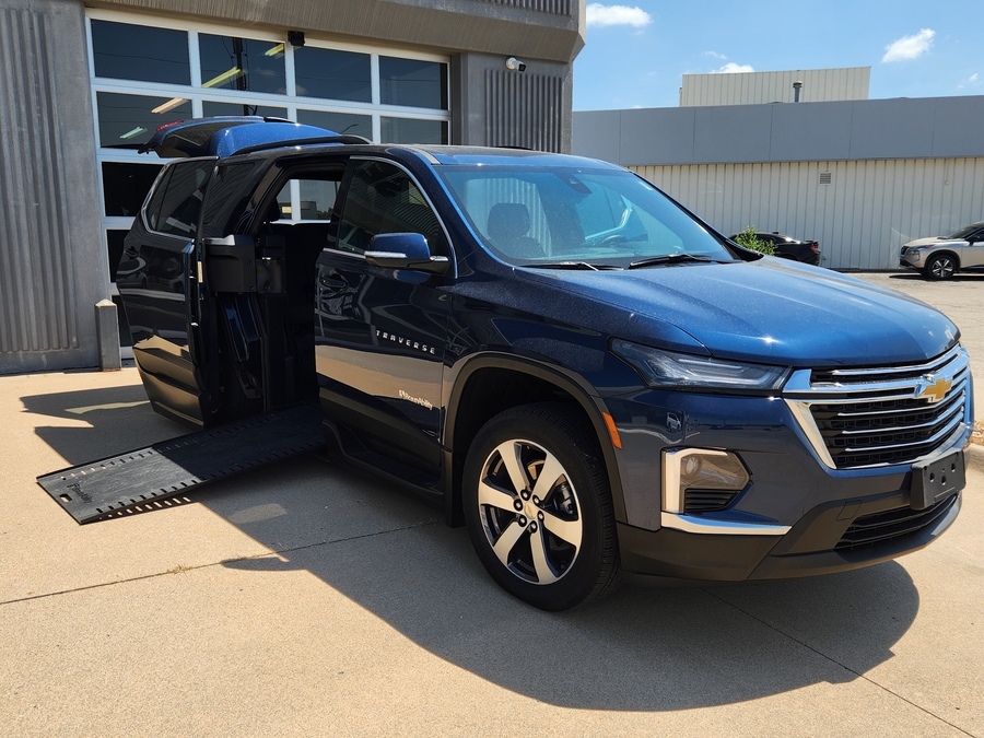 Blue Chevrolet Traverse with Side Entry Automatic In Floor ramp