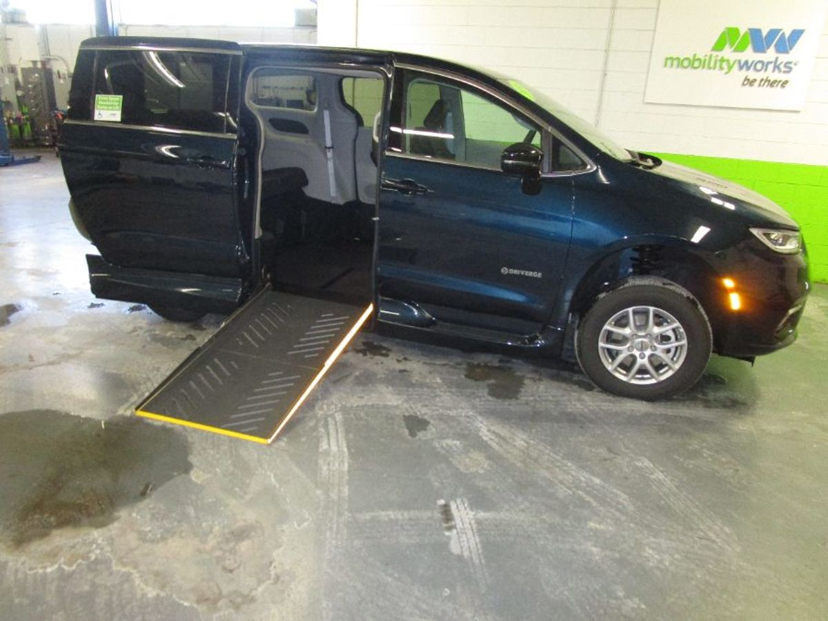 Blue Chrysler Pacifica with Side Entry Automatic Fold Out ramp