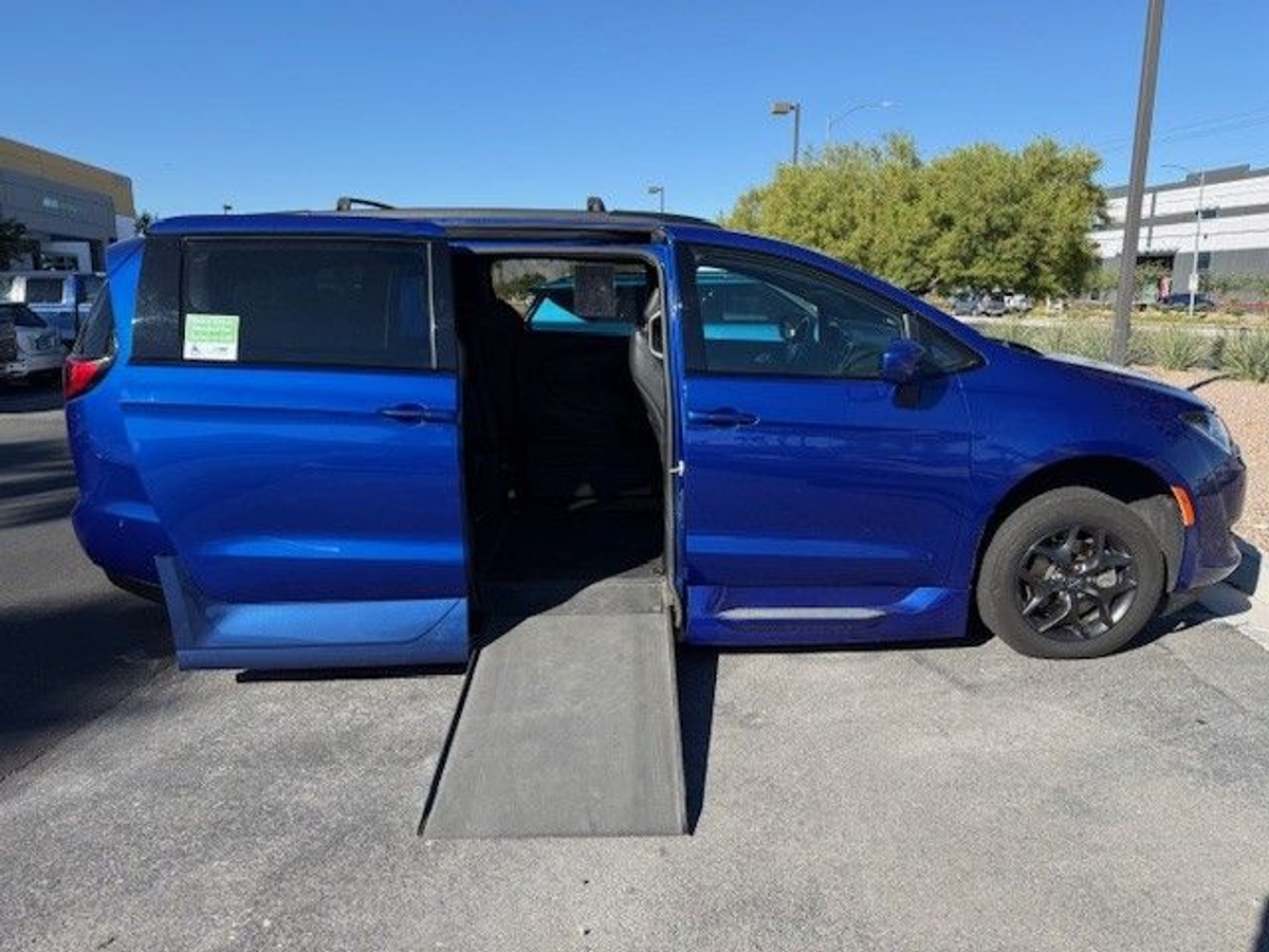 Blue Chrysler Pacifica with Side Entry Automatic In Floor ramp
