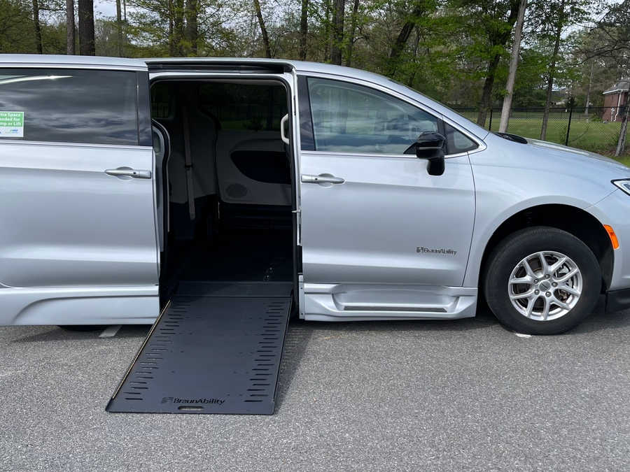Silver Chrysler Pacifica with Side Entry Automatic In Floor ramp