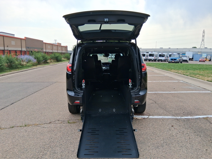 Black Chrysler Pacifica with Rear Entry Manual Fold Out ramp