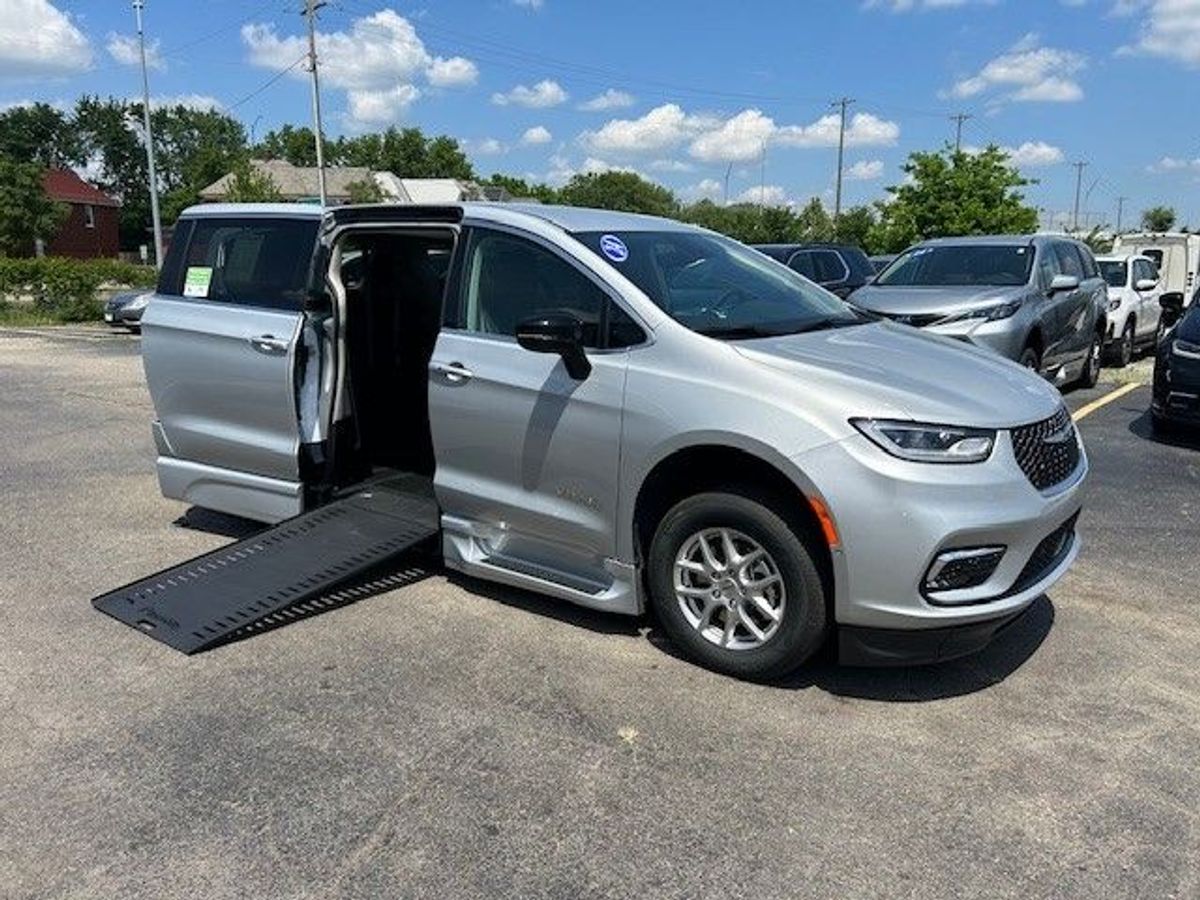 Silver Chrysler Pacifica with Side Entry Automatic In Floor ramp