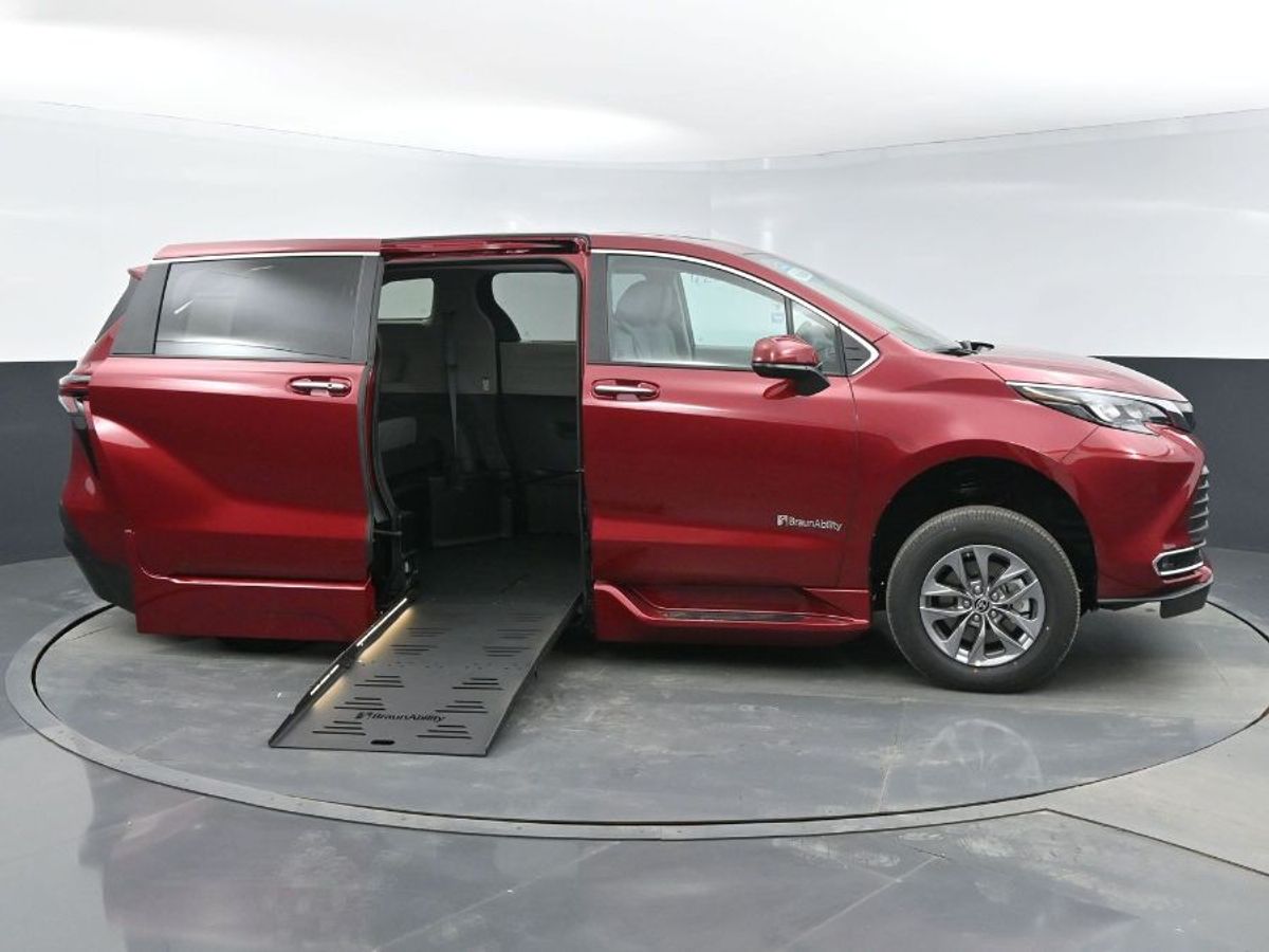Red Toyota Sienna with Side Entry Automatic Fold Out ramp