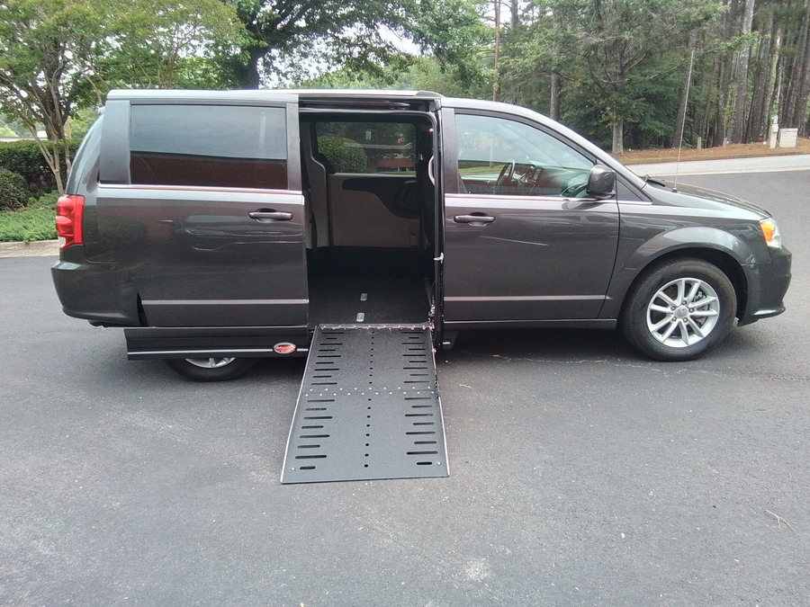 Grey Dodge Grand Caravan with Side Entry Automatic Fold Out ramp