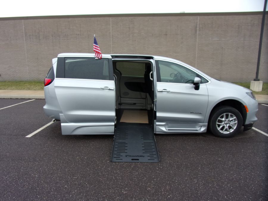 Silver Chrysler Voyager with Side Entry Automatic Fold Out ramp