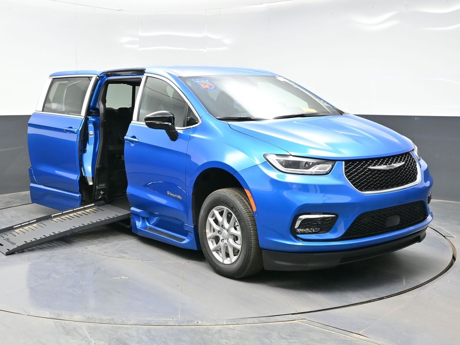 Blue Chrysler Pacifica with Side Entry Automatic Fold Out ramp