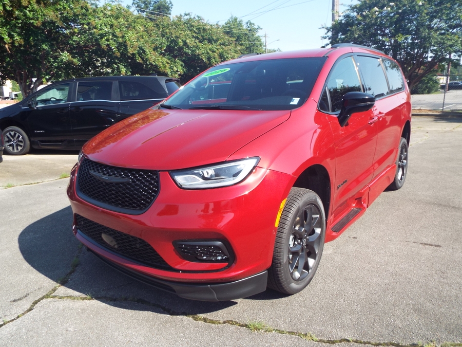 Red Chrysler Pacifica with Side Entry Automatic In Floor ramp