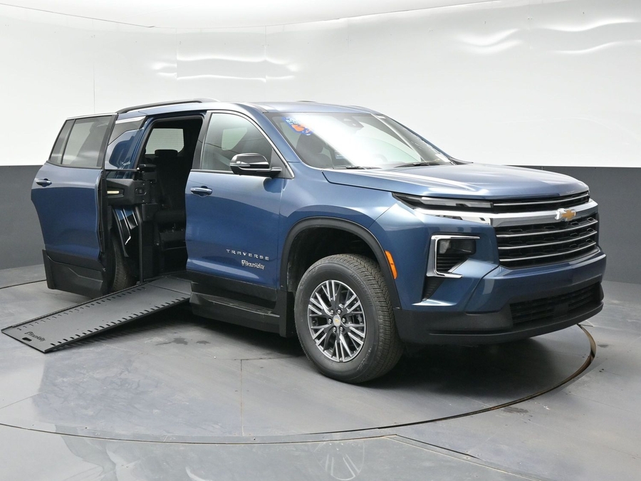 Blue Chevrolet Traverse with Side Entry Automatic In Floor ramp