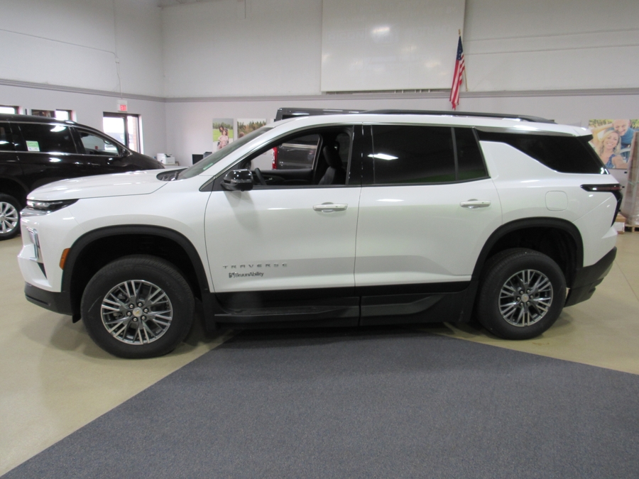 White Chevrolet Traverse with Side Entry Automatic In Floor ramp