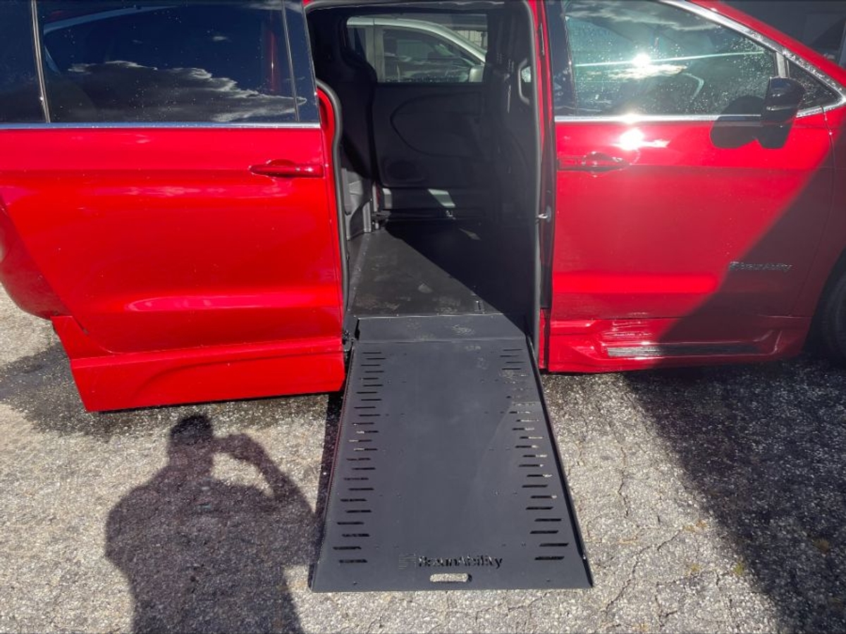 Red Chrysler Pacifica with Side Entry Automatic In Floor ramp