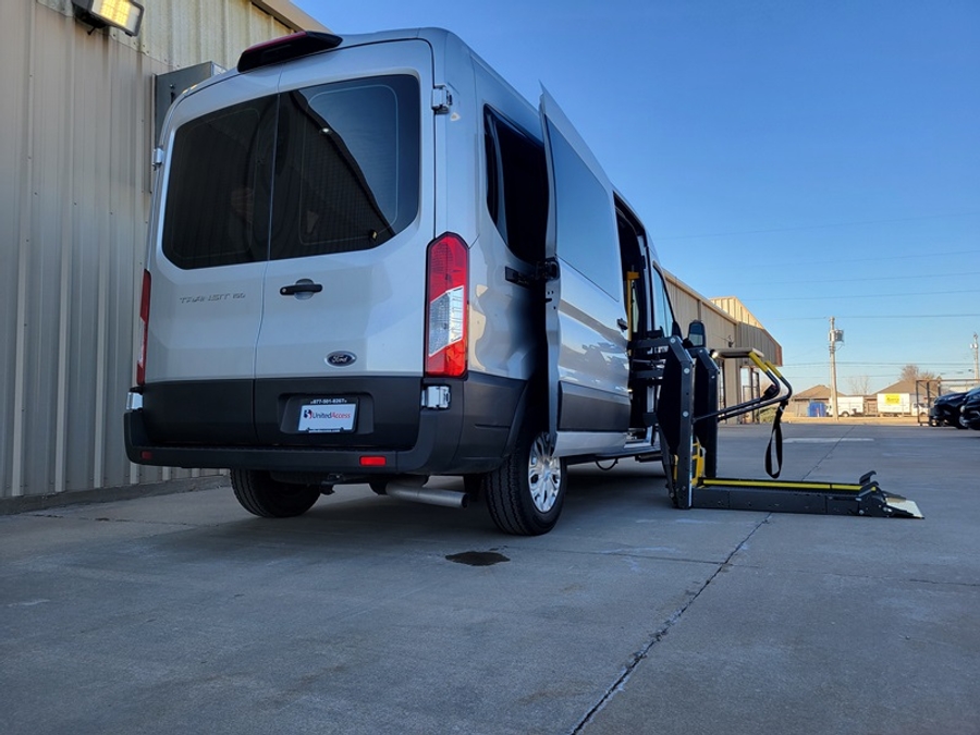 Used 2023 Ford Transit 150 2WD, MID ROOF, 148WB, SIDE SHIFT AND STEP CENTURY, FP CONS BENCH - SUNSET VANS Commercial Side Entry Entry Lift Automatic Ramp