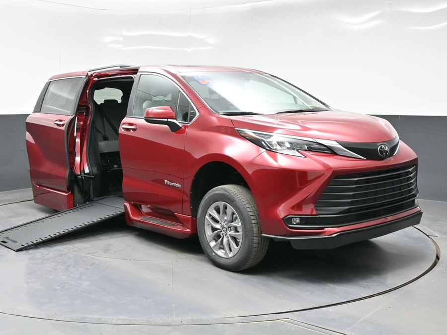 Red Toyota Sienna with Side Entry Automatic In Floor ramp