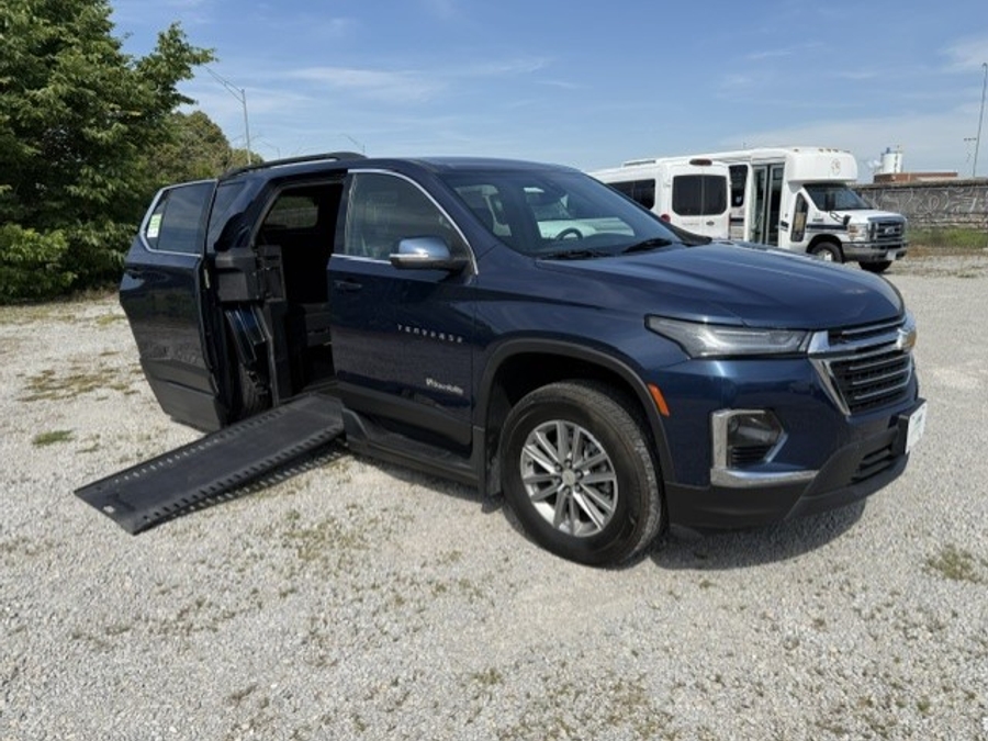 Blue Chevrolet Traverse with Side Entry Automatic In Floor ramp