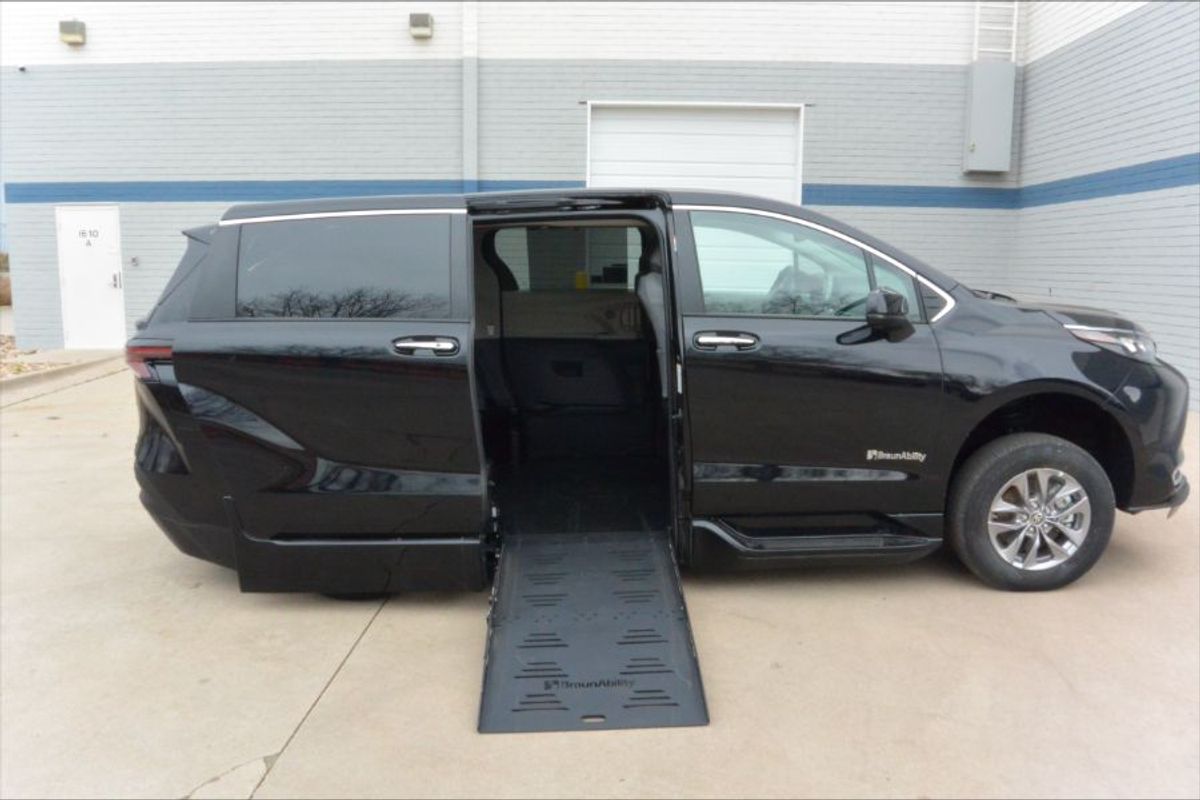 Black Toyota Sienna with Side Entry Automatic Fold Out ramp