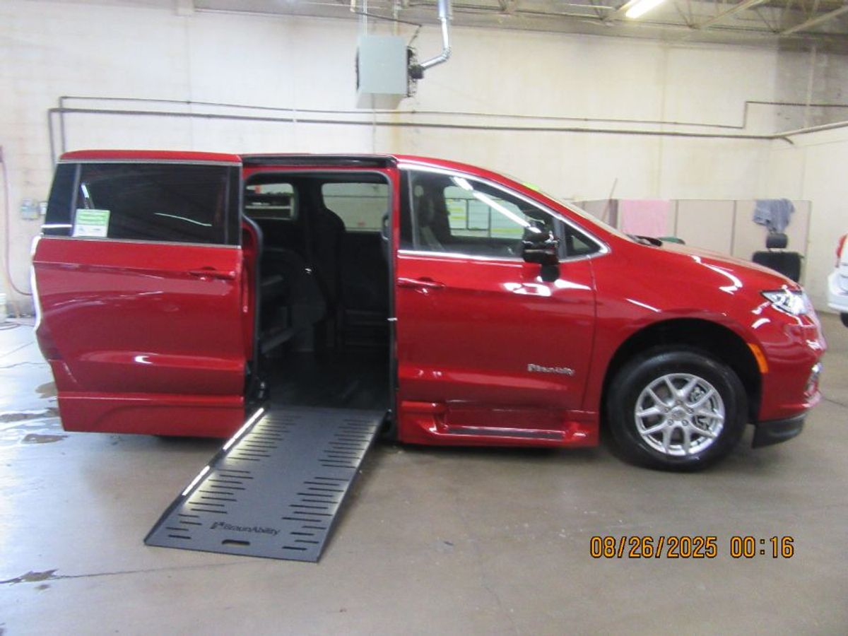Red Chrysler Pacifica with Side Entry Automatic Fold Out ramp