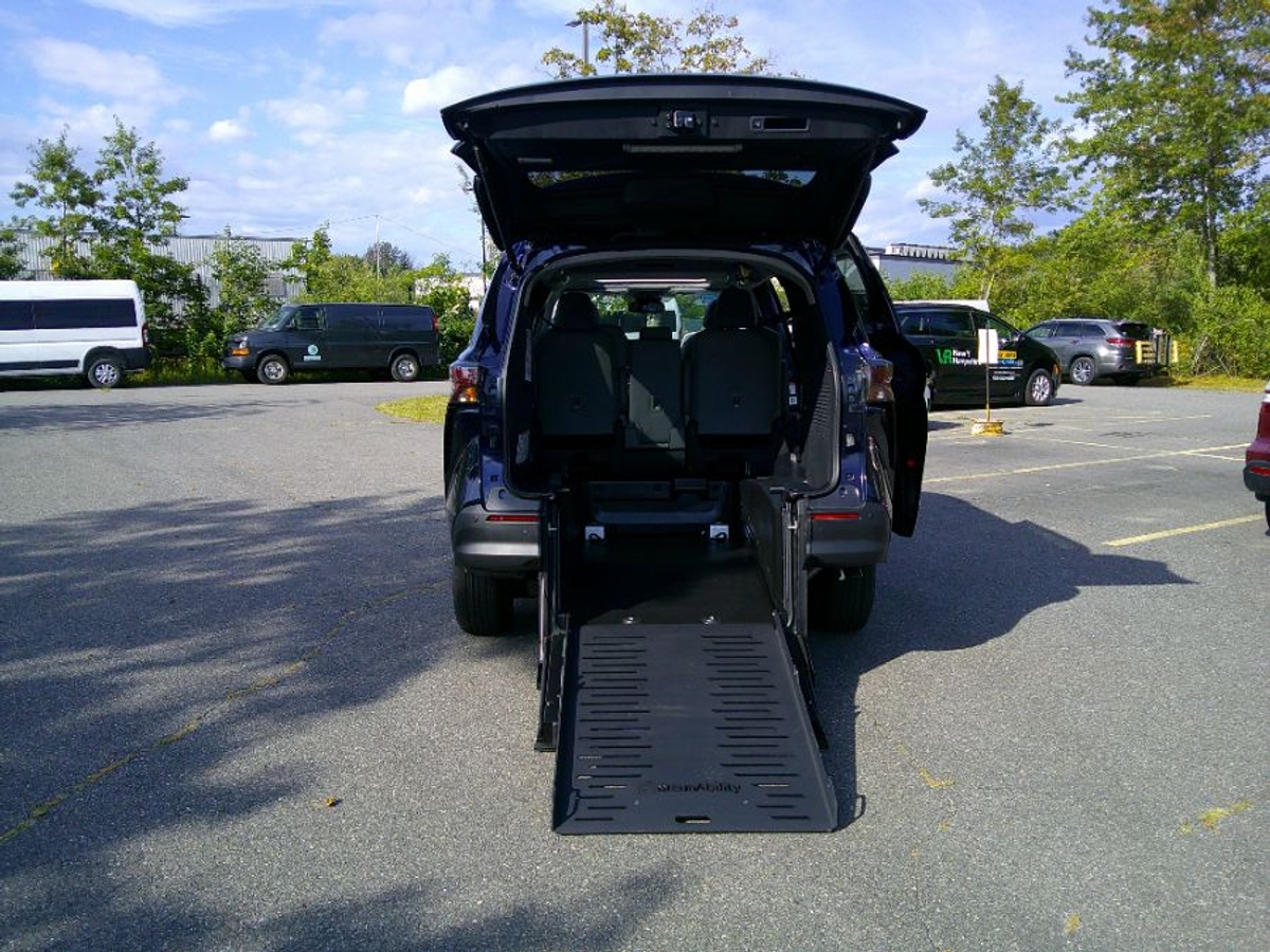 Blue Toyota Sienna with Rear Entry Manual Fold Out ramp