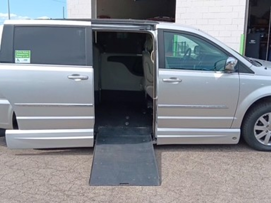 Silver Chrysler Town and Country with Side Entry Automatic In Floor ramp