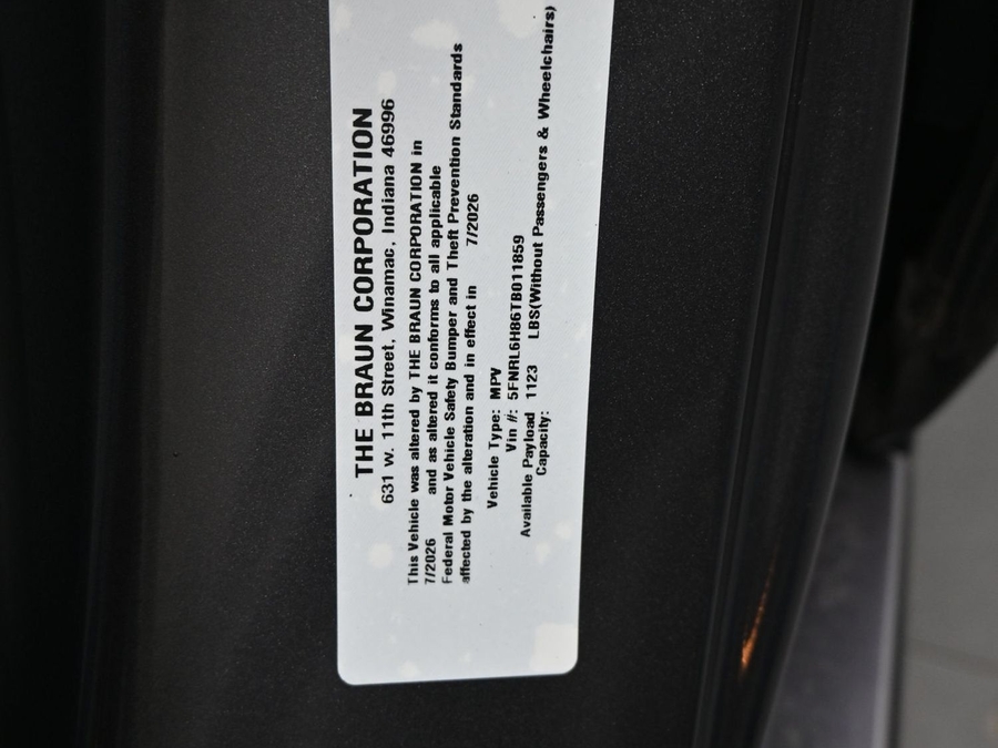 New 2026 Honda Odyssey Touring - BraunAbility Side Entry In Floor Automatic Ramp