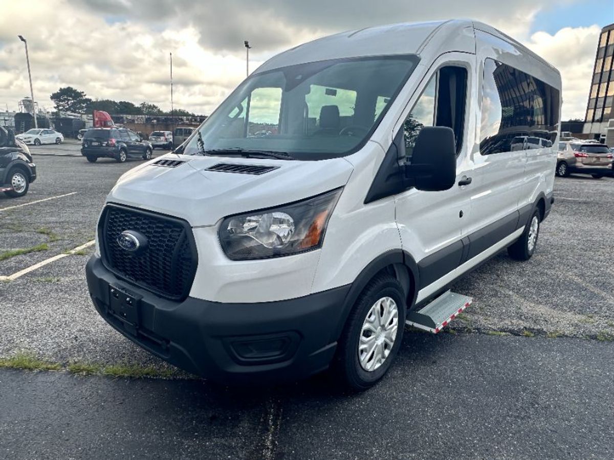 White Ford T350 with Rear Entry Automatic Fold Out ramp
