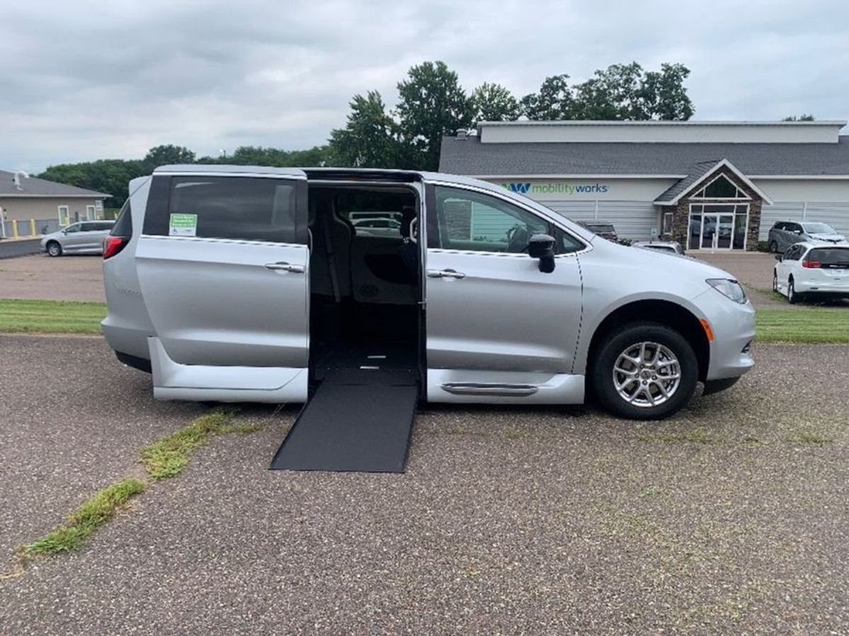Silver Chrysler Voyager with Side Entry Automatic In Floor ramp