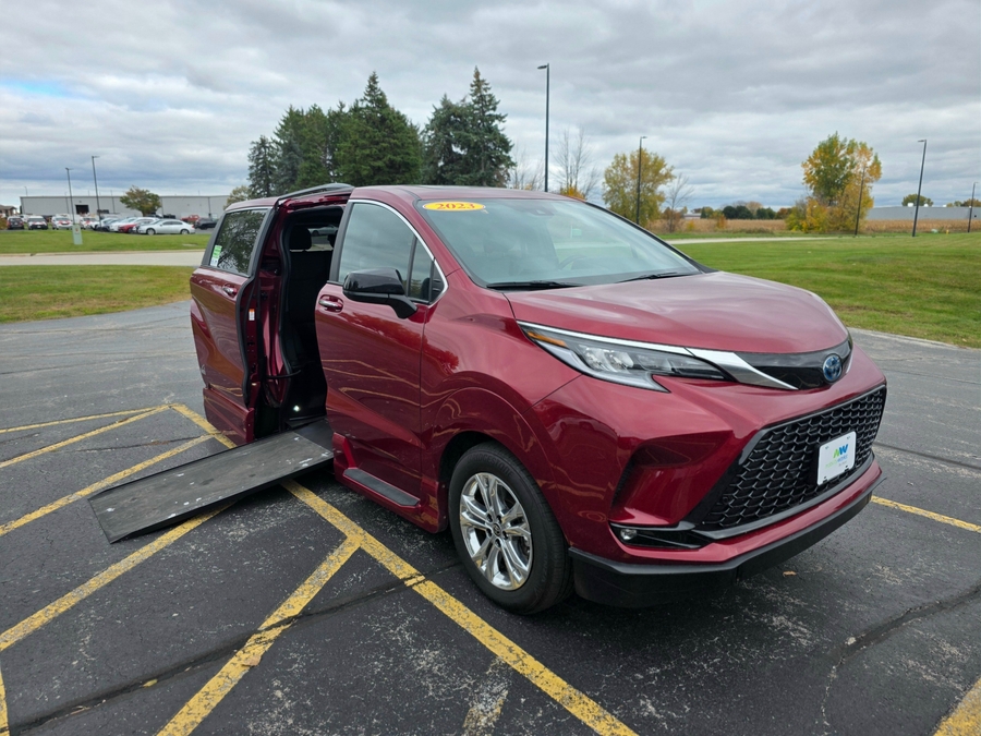 Red Toyota Sienna with Side Entry Automatic In Floor ramp