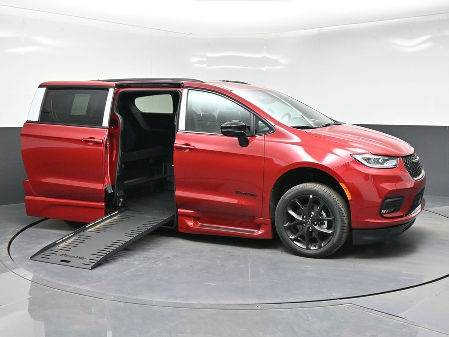 Red Chrysler Pacifica with Side Entry Automatic Fold Out ramp