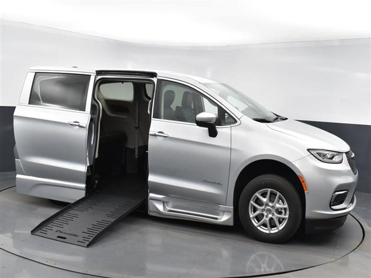 Silver Chrysler Pacifica with Side Entry Automatic Fold Out ramp