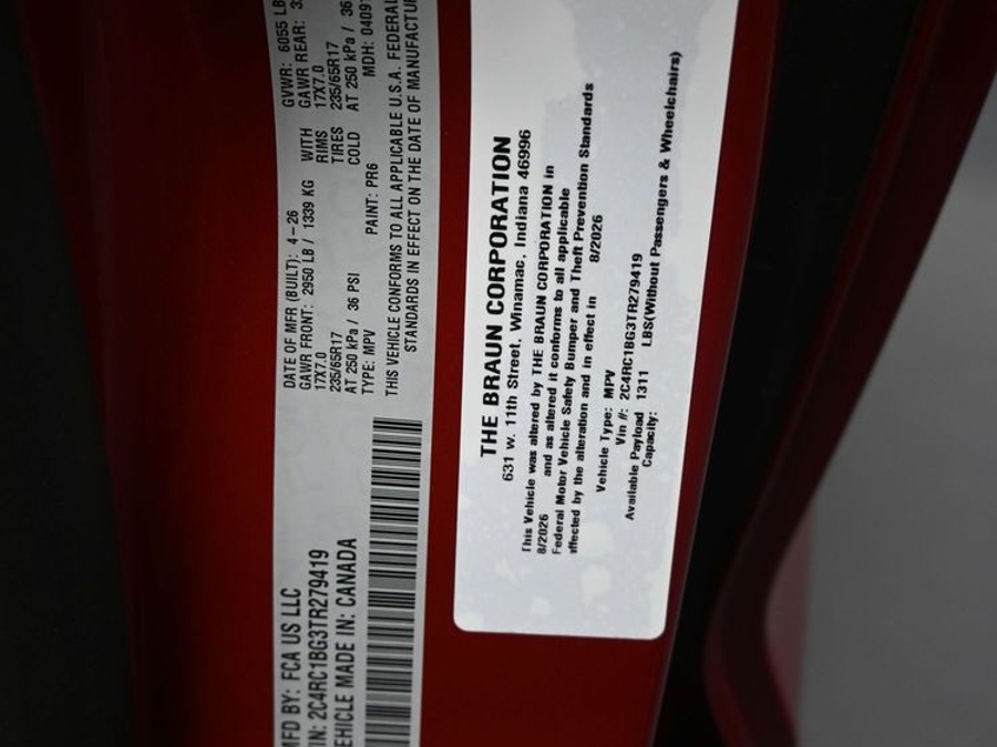 New 2026 Chrysler Pacifica Select Plus - BraunAbility Rear Entry Fold Out Manual Ramp