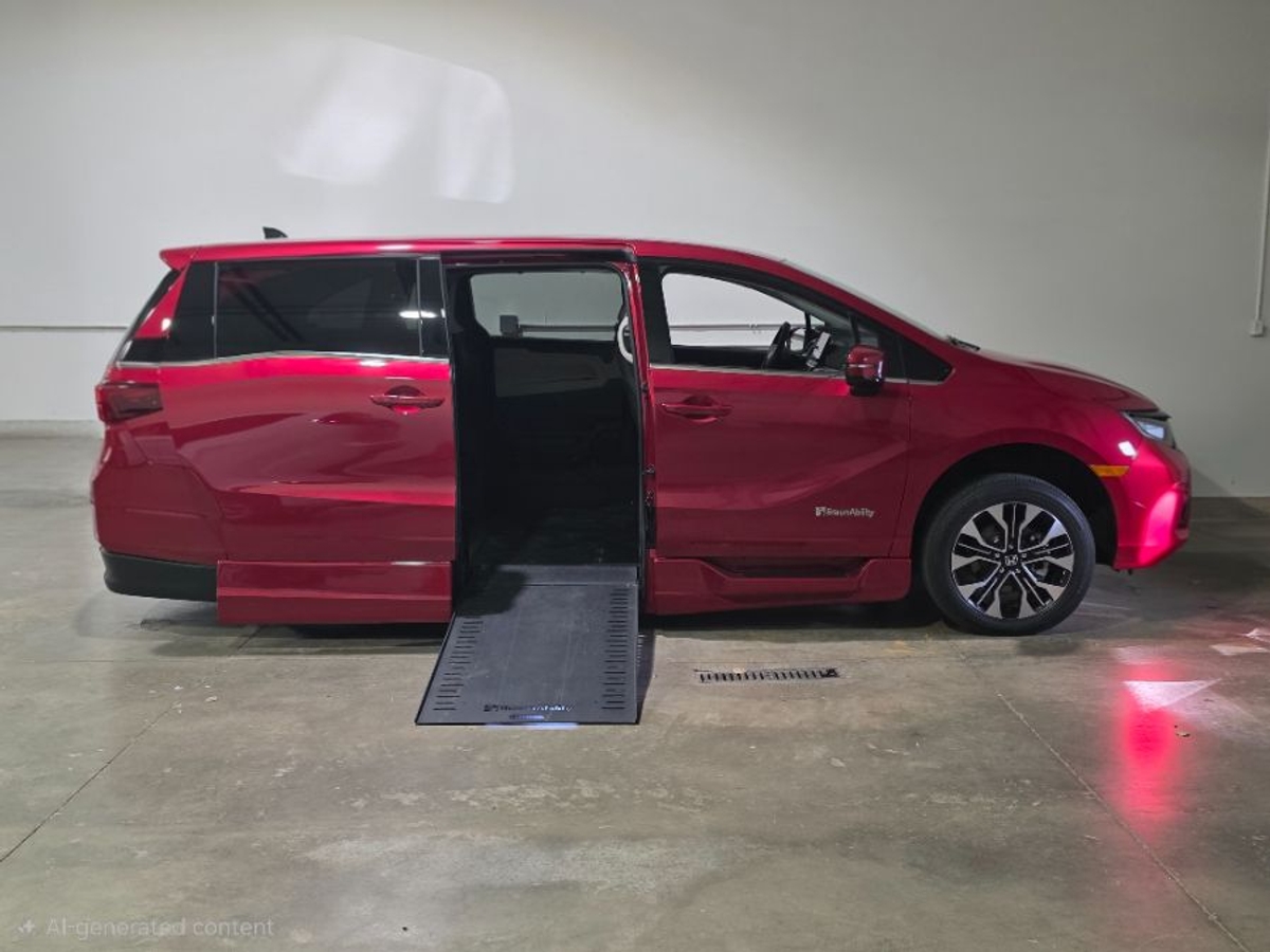 Red Honda Odyssey with Side Entry Automatic In Floor ramp