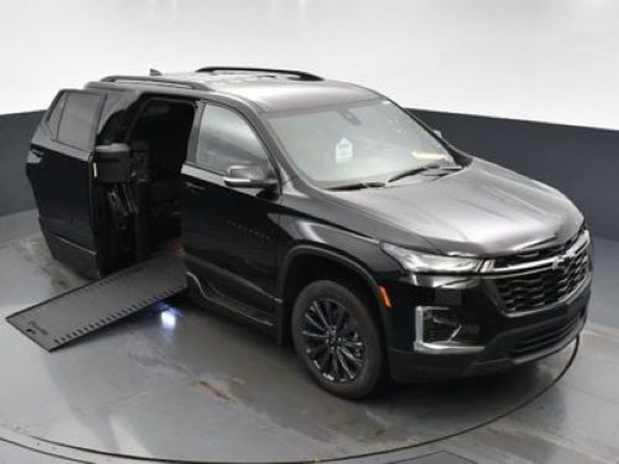 Black Chevrolet Traverse with Side Entry Automatic In Floor ramp