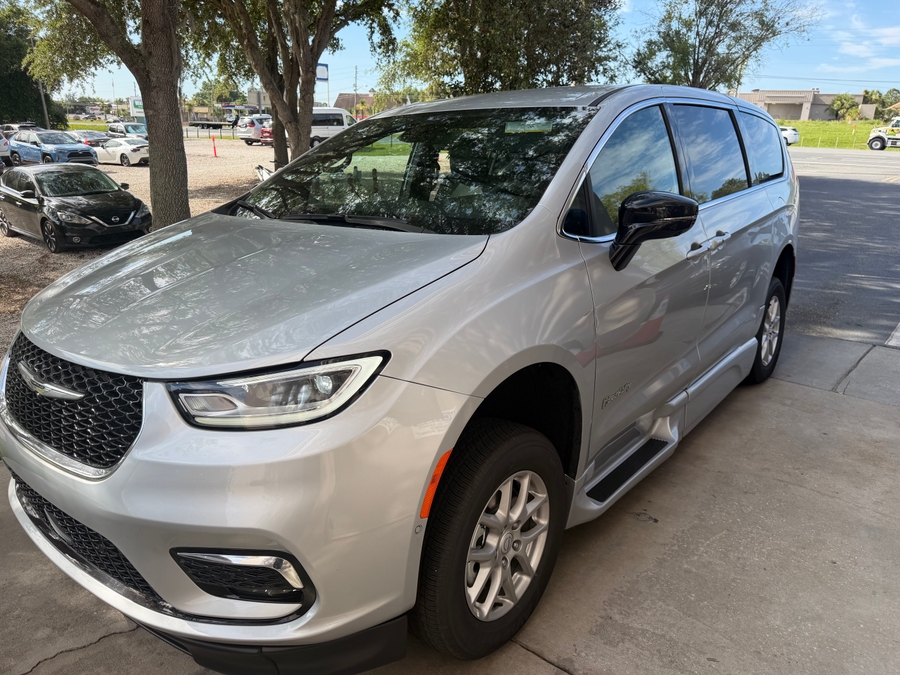 Silver Chrysler Pacifica with Side Entry Automatic Fold Out ramp