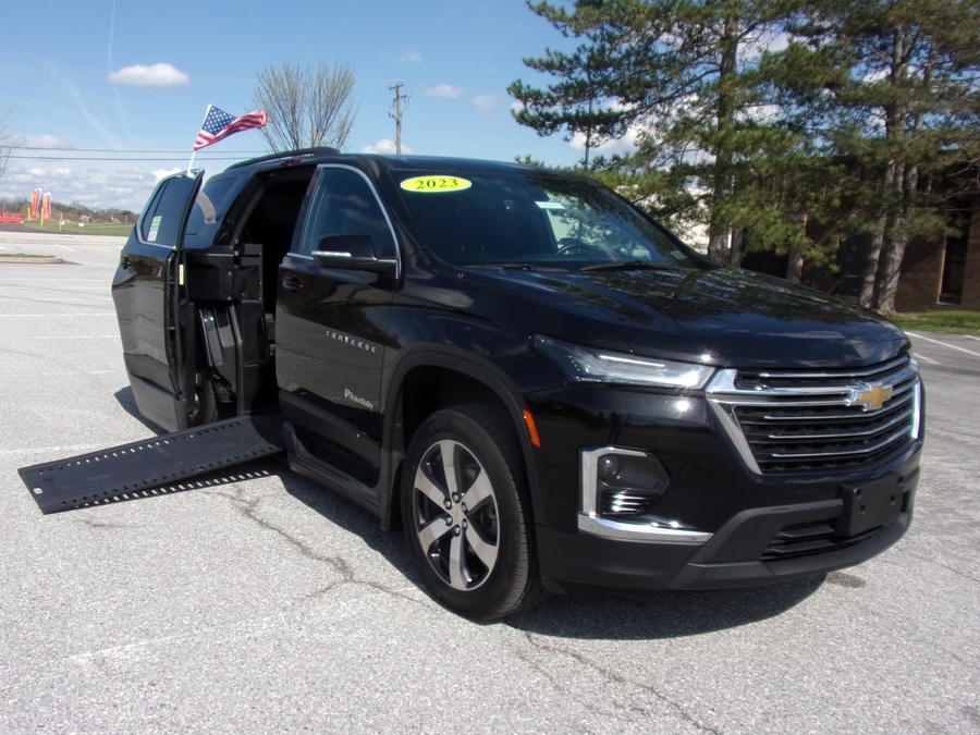 Black Chevrolet Traverse with Side Entry Automatic In Floor ramp