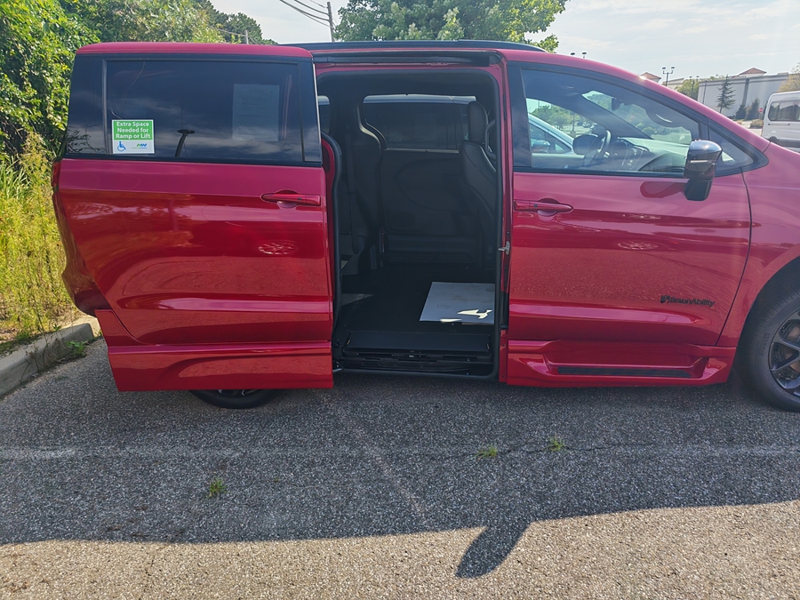 Red Chrysler Pacifica with Side Entry Automatic In Floor ramp