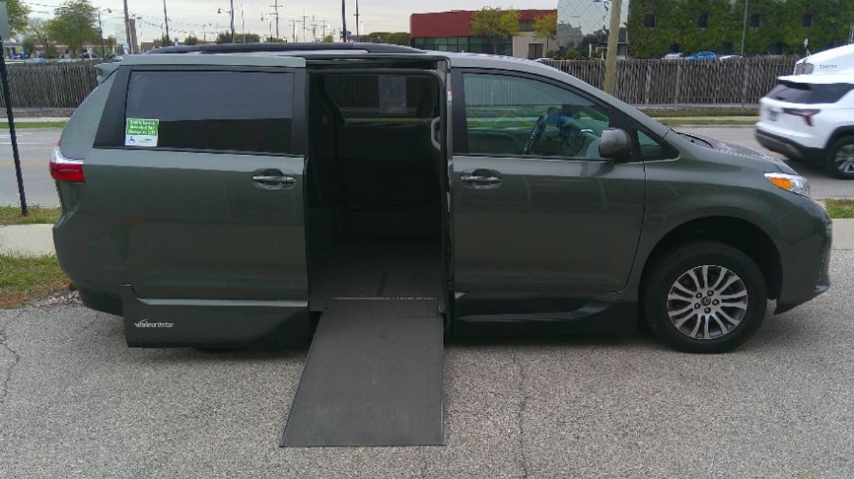 Green Toyota Sienna with Side Entry Automatic In Floor ramp