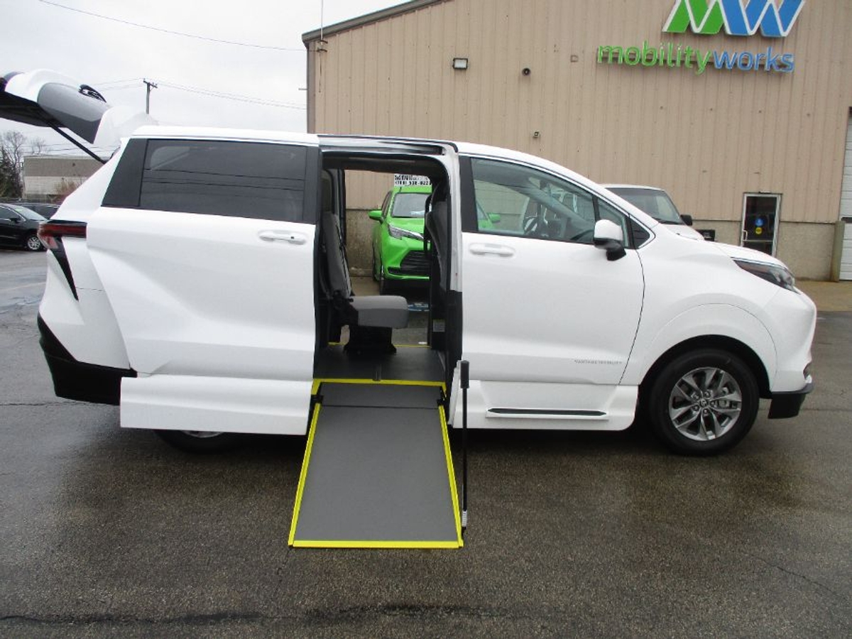 White Toyota Sienna with Side Entry Manual In Floor ramp