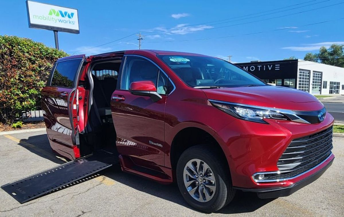 Red Toyota Sienna with Side Entry Automatic In Floor ramp
