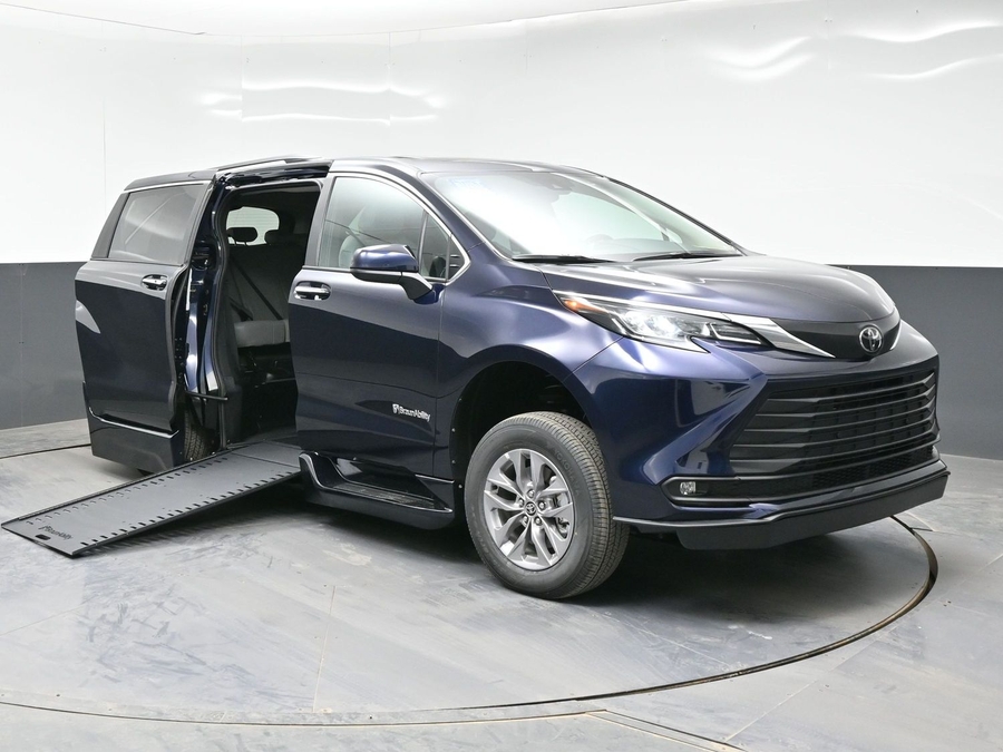 Blue Toyota Sienna with Side Entry Automatic In Floor ramp